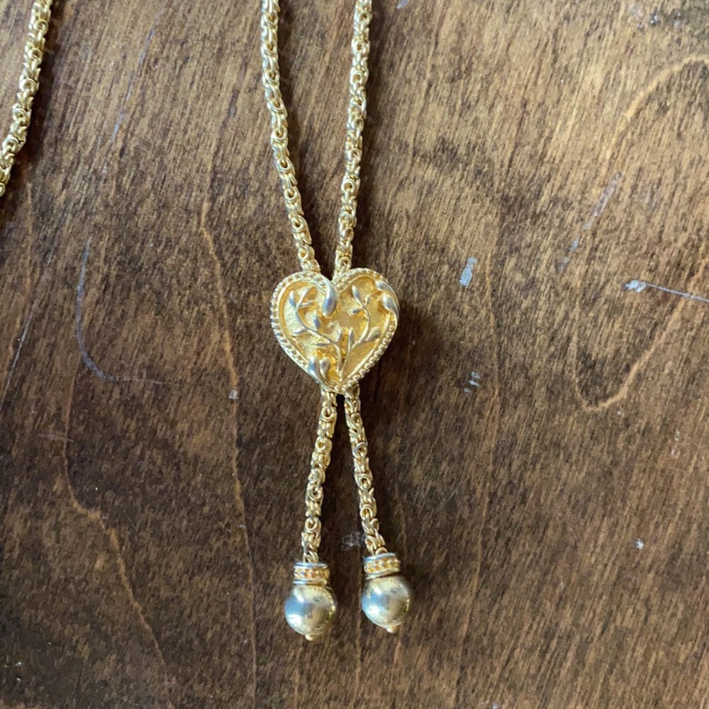 Vintage Lariat Heart Necklace